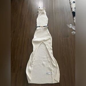 Zara KIA knitted high neck split front dress with BELT